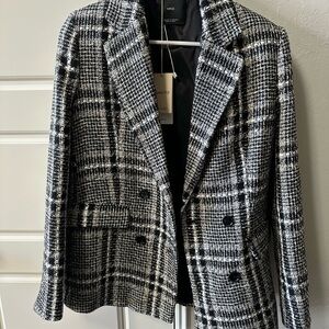Elegant Black and White Plaid Blazer